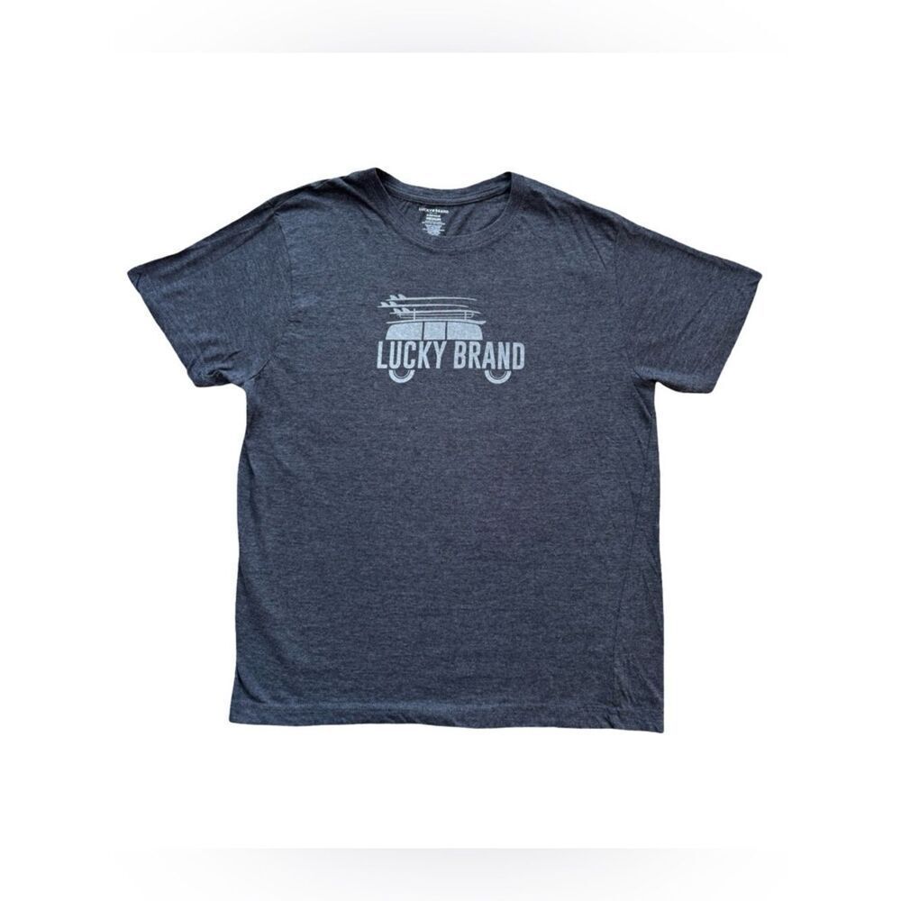 Lucky Brand Mens Grey Graphic Surf Van Tee